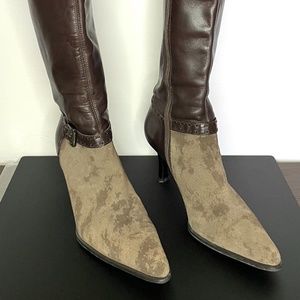 Franco Sarto Leather and Suede Calf Heel Boots